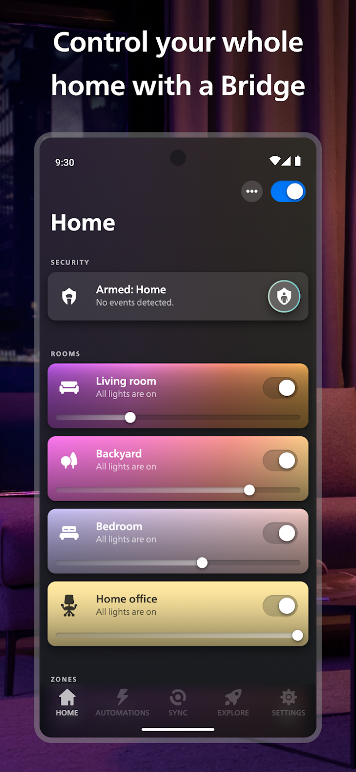 Philips Hue screenshot