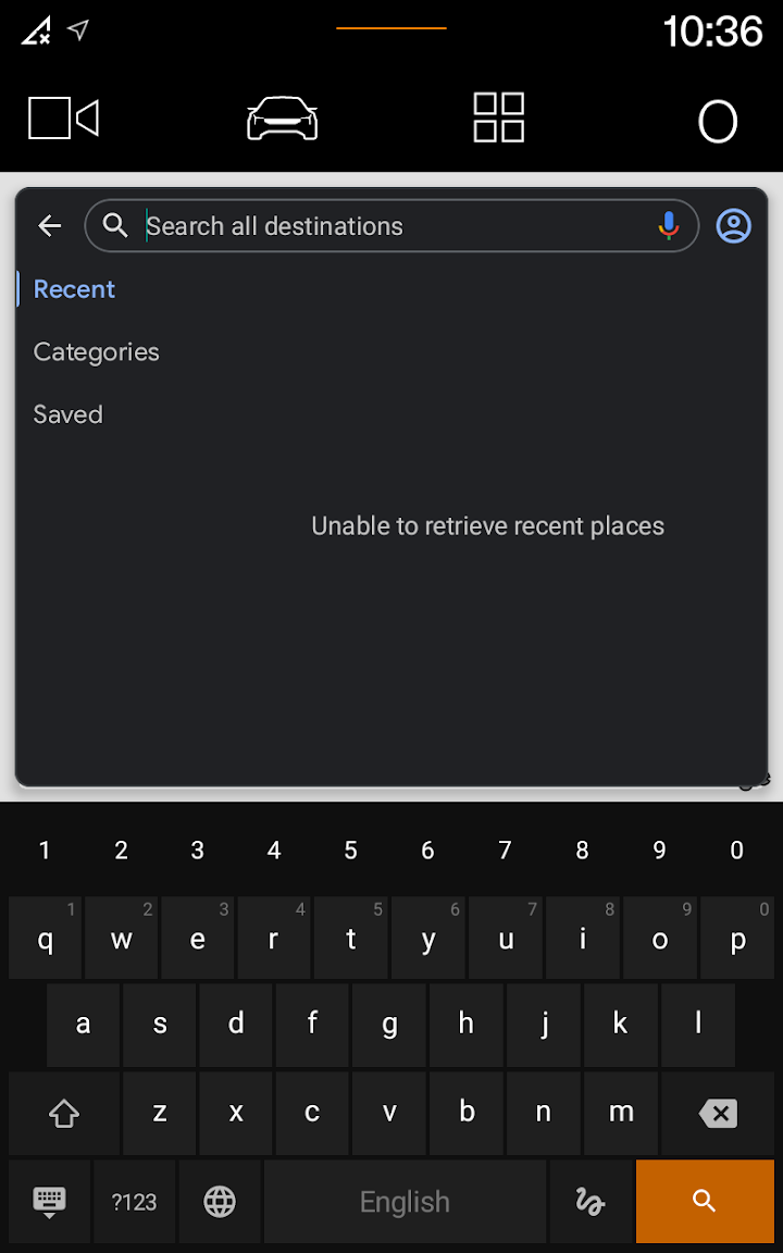 Google Automotive Keyboard screenshot