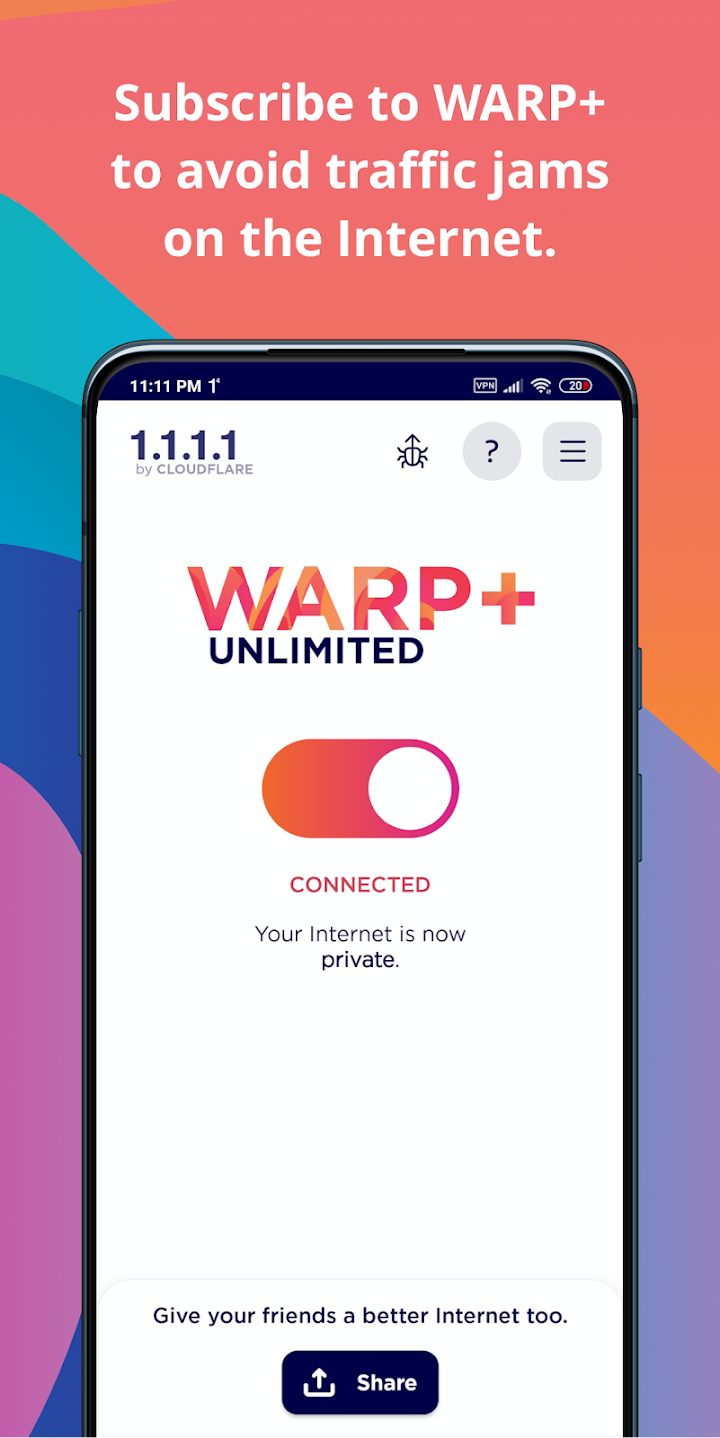 1.1.1.1 + WARP: Safer Internet screenshot