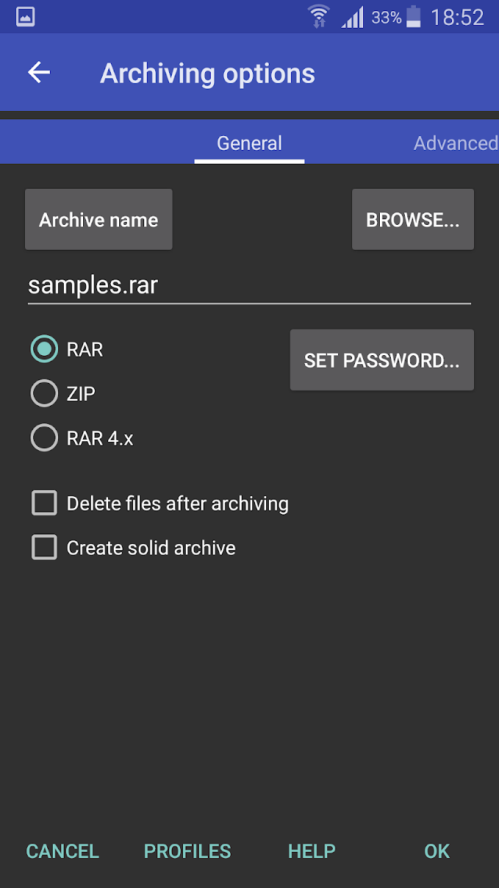 RAR screenshot