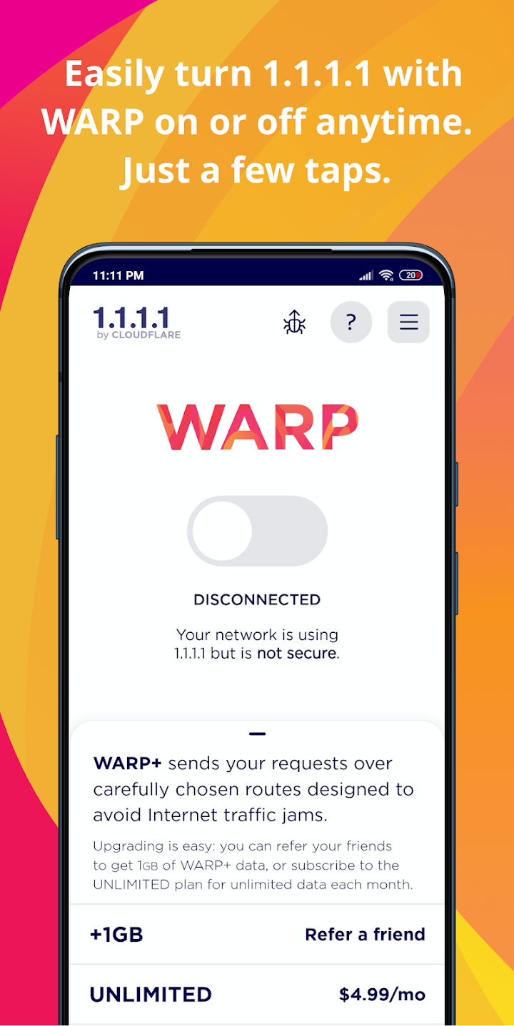 1.1.1.1 + WARP: Safer Internet screenshot