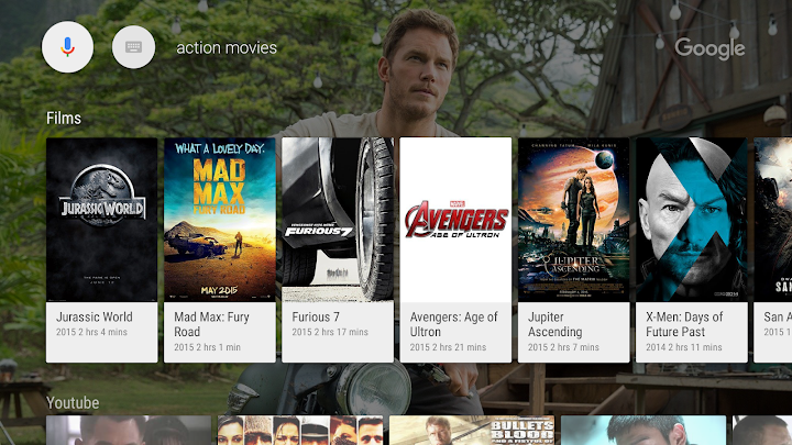 Google app for Android TV screenshot