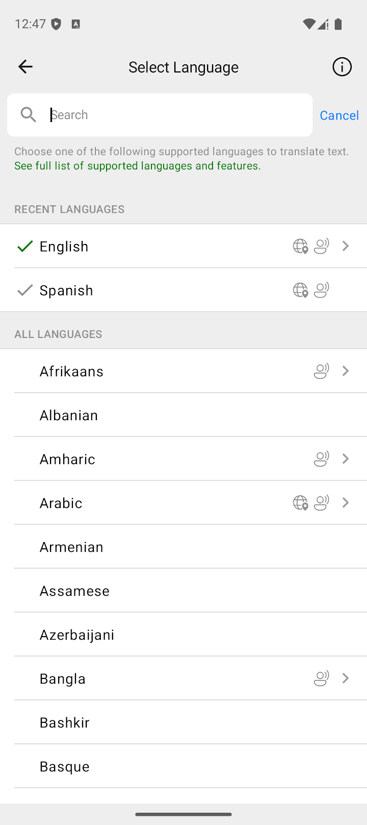 Microsoft Translator screenshot